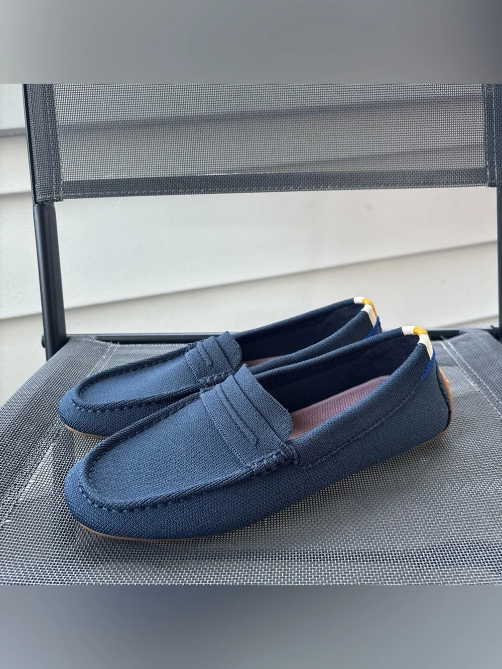 Rothy's The Driving Loafers in a textured navy knit Size 7.5 Women’s New